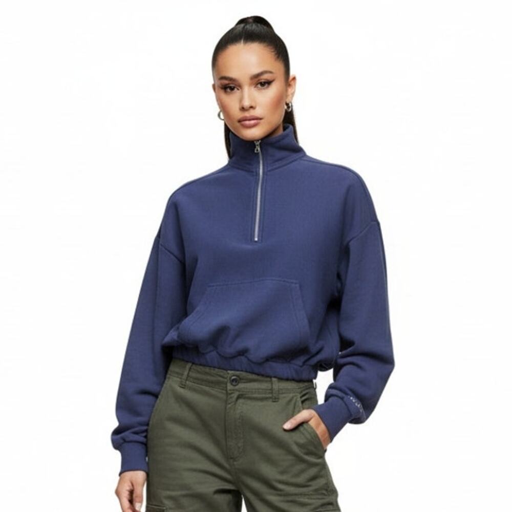 Rag & Bone Organic Cotton Quarter-Zip Sweatshirt — Size XXS